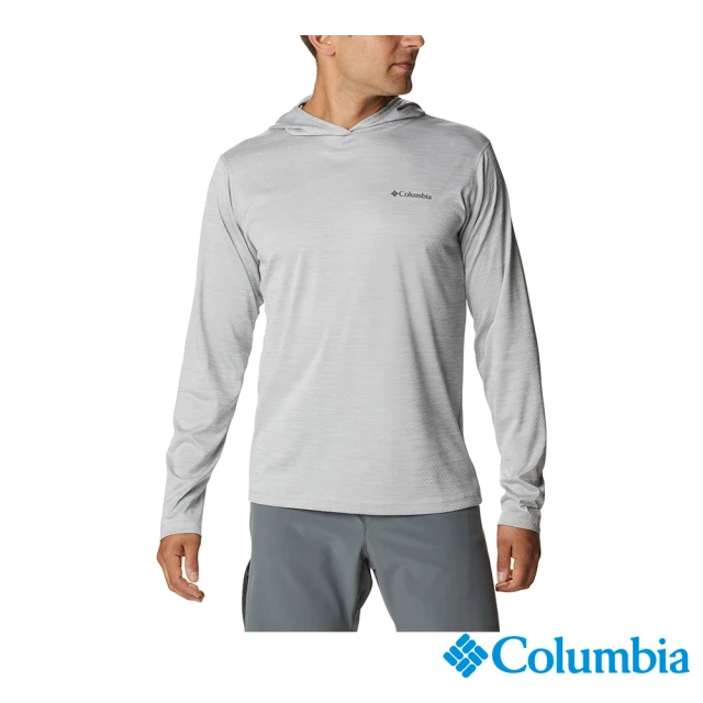 【Columbia 哥倫比亞】男款-Omni-Shade UPF30涼感長袖連帽上衣-灰色(UAE36860GY / 2022年春夏商品)