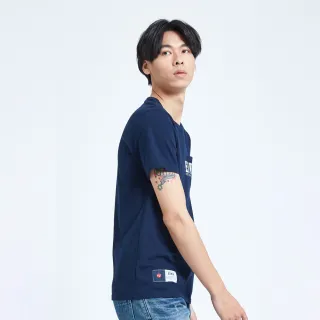 【EDWIN】人氣復刻款 復古印花口袋短袖T恤-男款(丈青色)