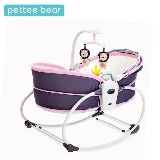 【pettee bear】5合1睡箱式搖椅(嬰兒搖椅 安撫椅 搖搖床 送啟蒙早教立體布書)