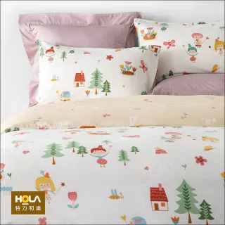 【HOLA】水洗纖維童枕+100％純棉防蹣抗菌被套床包組-魔法公主(雙人)