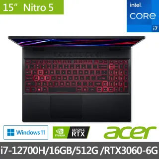 【1TB外接硬碟】Acer AN515-58-77MX 15.6吋獨顯電競筆電(i7-12700H/16GB/512G SSD/RTX3060/Win11)