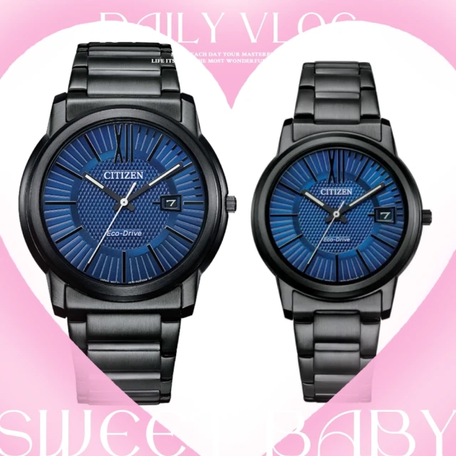 【CITIZEN 星辰】PAIR 光動能時尚簡約情侶腕錶 男女對錶(FE6017-85L+AW1217-83L)