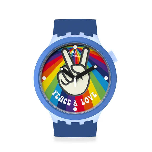 【SWATCH】BIG BOLD系列手錶 PEACE HAND LOVE 愛與和平 男錶 女錶(47mm)