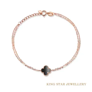 【King Star】幸運草x瑪瑙 18K玫瑰金鑽石手鍊