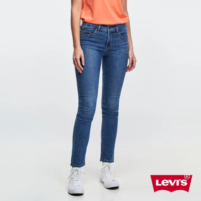 【LEVIS】女款 312中腰縮腹修身窄管牛仔長褲 / 精工中藍染水洗 / 彈性布料-熱賣單品