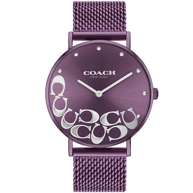 COACH【COACH】經典C字LOGO設計面盤米蘭帶腕錶-36mm/紫(14503823/速)