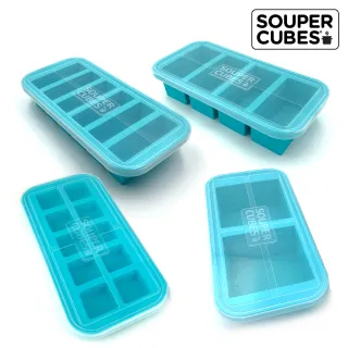 【Souper Cubes】多功能食品級矽膠保鮮盒-5件組2格+4格+6格+10格+10格(美國FDA食品級 獨家專利設計)