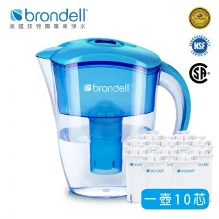 【Brondell】極淨藍濾水壺+10入芯