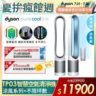 【dyson 戴森】Pure Cool Link TP03 二合一智慧涼風空氣清淨機/風扇(時尚白)