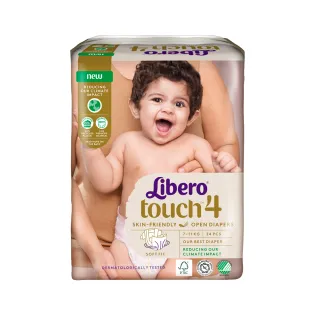 【麗貝樂】Touch 黏貼型 嬰兒尿布/紙尿褲 4號(M-24片x8包-箱購)
