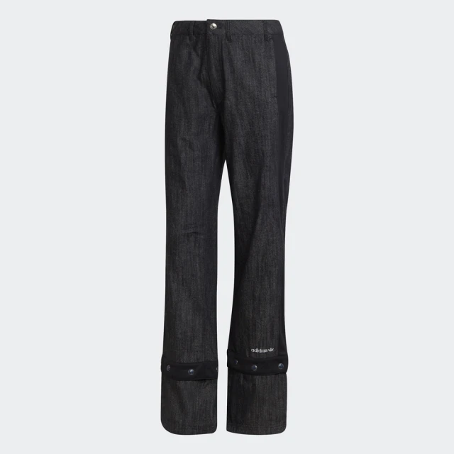 【adidas 愛迪達】運動褲 牛仔褲 喇叭褲 女褲 黑 TRACKPANT(HE6850)