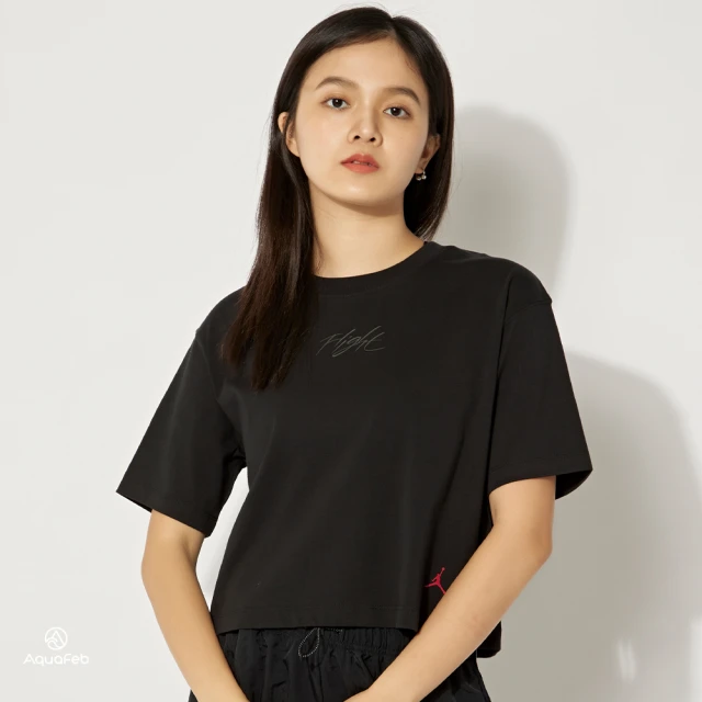 NIKE 耐吉【NIKE 耐吉】AS J HERITAGE BX GFX T CORE 女款 黑色 短版 落肩 棉質 短袖 DN2777-010