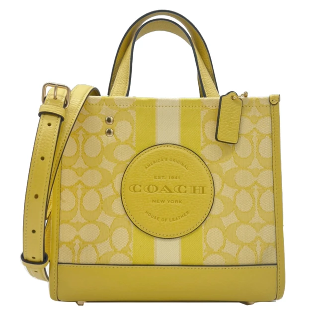 COACH【COACH】Dempsey Tote 22 系列經典織布托特包手提袋 斜背包