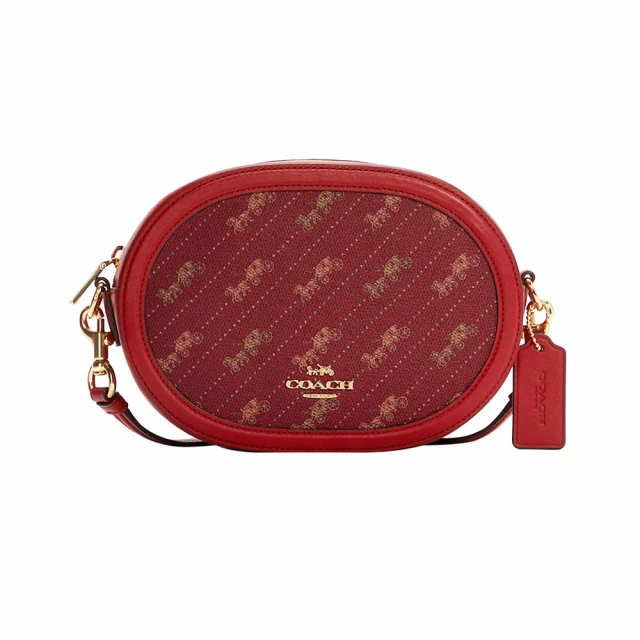 【COACH】玫瑰紅馬車LOGO拉鍊斜背包(C4057 IMF8Q)