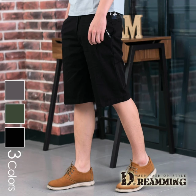 Dreamming【Dreamming】修身迷彩點綴伸縮休閒短褲(共三色)