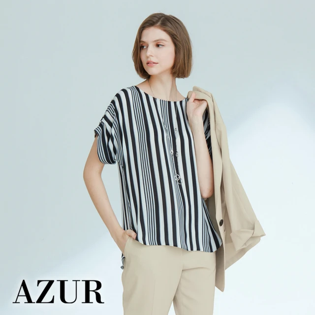 AZUR【AZUR】經典OL直條紋上衣