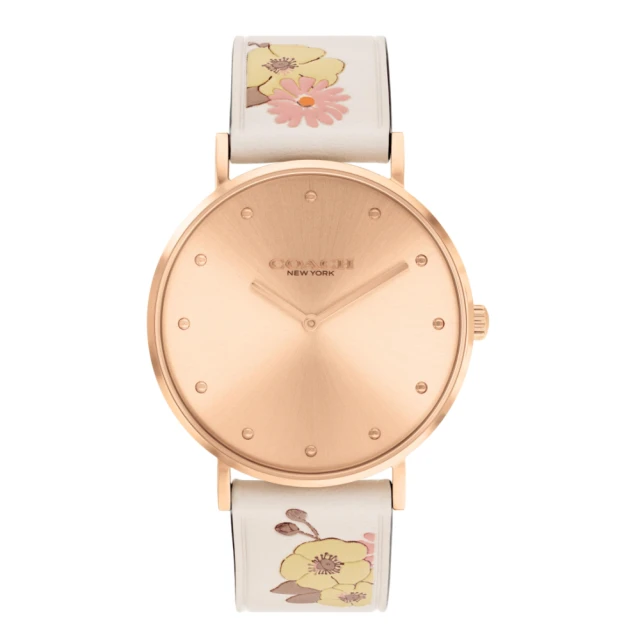 【COACH】優雅花卉皮帶腕錶36mm(14503920)