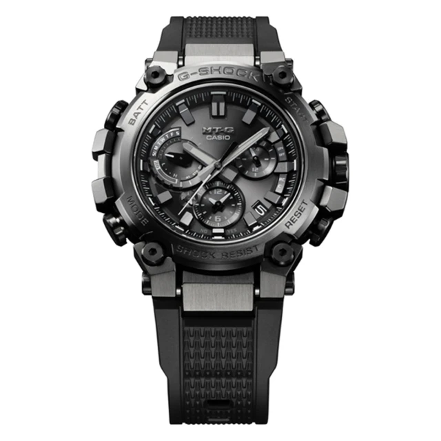 【CASIO 卡西歐】G-SHOCK 電波 藍牙 太陽能 雙核心防護手錶(黑灰_MTG-B3000B-1A)