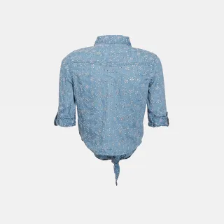 【GUESS】女裝-浮雕花紋潮流時尚襯衫-藍(W2GH07D4MQ3FLWF)