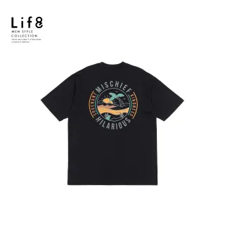 【Life8】ALL WEARS 惡作劇 印花短袖上衣-黑色(41076)