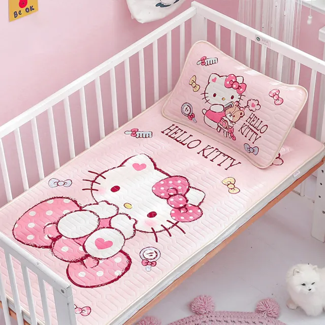 【HELLO KITTY】凱蒂貓 兒童冰絲涼感乳膠蓆+枕頭 雙件組 60x120cm 平輸品(嬰兒 寶寶 涼蓆)