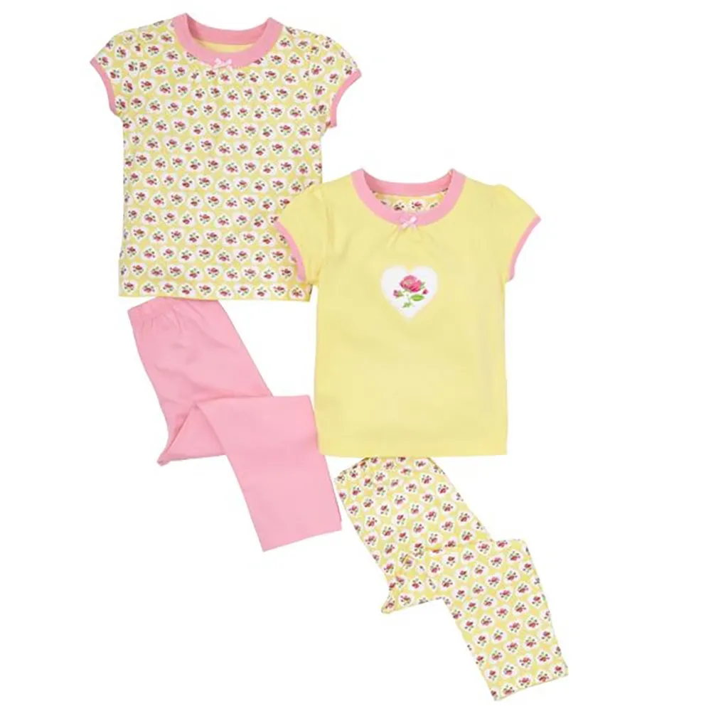 【mothercare】專櫃童裝 小花短袖睡衣/居家服/上衣+褲子2入組(3-9歲)