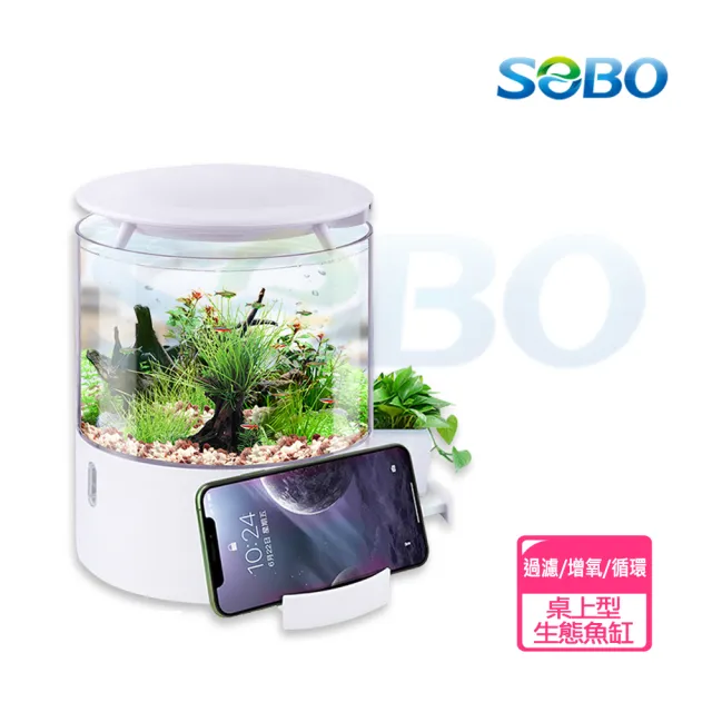 Sobo 松寶 多功能桌上型生態魚缸含led燈底部過濾 約xx25cm 適合養小型魚 如燈科 孔雀魚等 Momo購物網