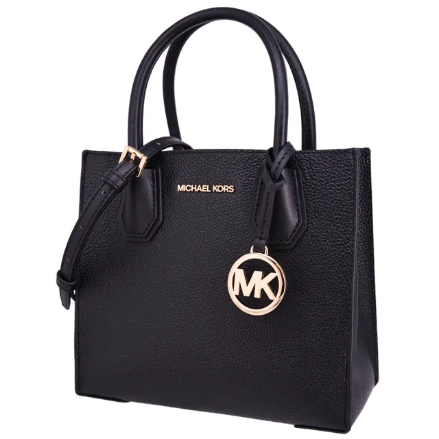【Michael Kors】MERCER系列 荔枝紋牛皮皮革 金字LOGO 手提/肩背/斜背 手提包 斜背包(經典黑)