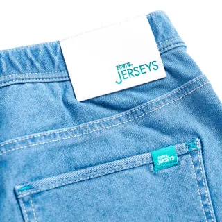 【EDWIN】JERSEY 冰河玉寬鬆短褲-男款(石洗藍)