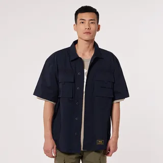【JEEP】男裝 立體工裝風短袖襯衫(藍色)