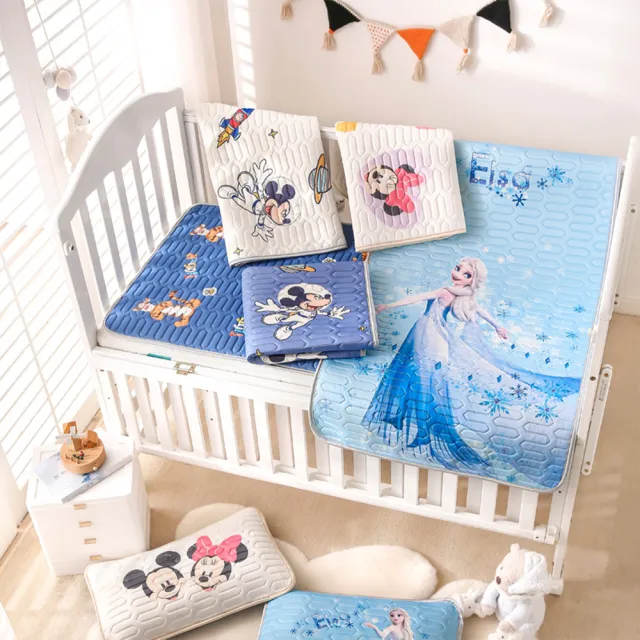 【Disney 迪士尼】兒童涼蓆 寶寶 嬰兒乳膠涼蓆含枕頭二件套裝(米奇米妮小熊維尼冰雪奇緣小飛象平輸品)