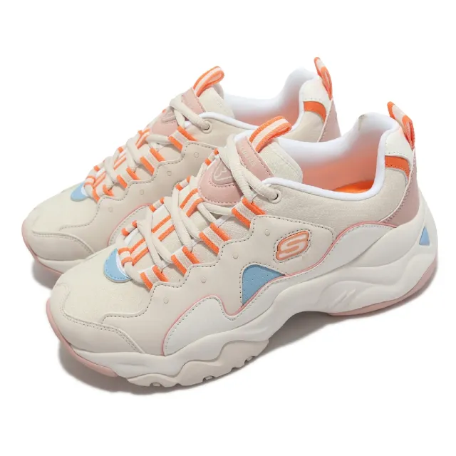 【SKECHERS】休閒鞋 D Lites 3.0 New Wave 女鞋 白 粉紅 橘 藍 厚底 增高 老爹鞋(149914WMLT)