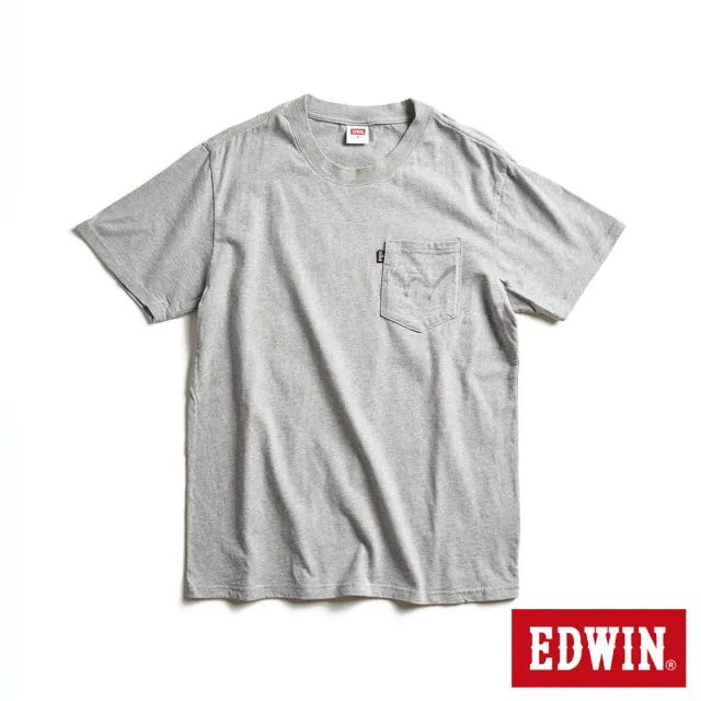 【EDWIN】EDGE口袋短袖T恤-男款(麻灰色)