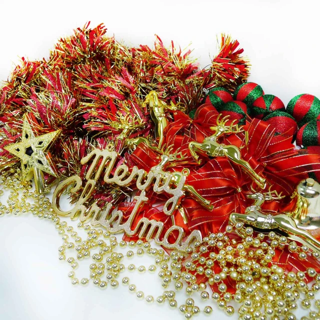 【聖誕裝飾特賣】聖誕裝飾配件包組合-紅金色系(3尺（90cm）樹適用（不含聖誕樹 不含燈)