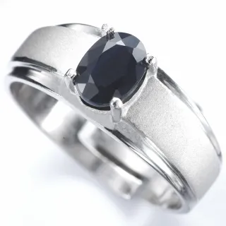 【寶石方塊】真情相愛1克拉天然黑藍寶石戒指