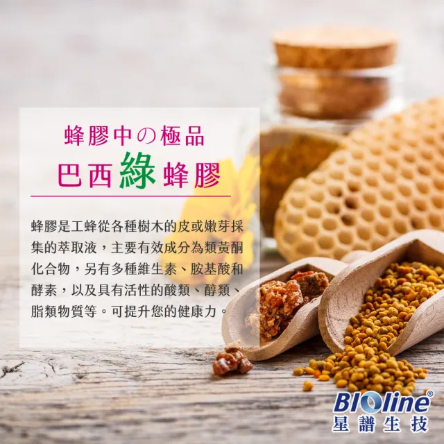 【Bioline 星譜生技】巴西綠蜂膠+緩釋蔓越莓(60顆/盒)