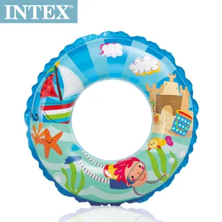 【INTEX】卡通游泳圈 61cm圖案隨機-適用：6-10歲(59242)