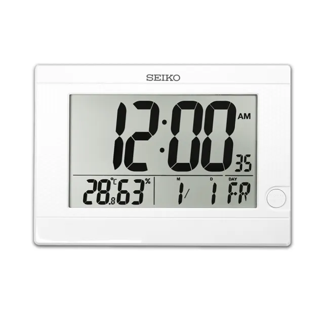 【SEIKO 精工】大字幕 日期 溫溼度顯示 座鐘 掛鐘 電子鐘(白色 / QHL089W)