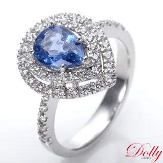 【DOLLY】18K金 無燒艷彩矢車菊藍藍寶石鑽石戒指