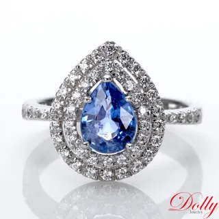 【DOLLY】18K金 無燒艷彩矢車菊藍藍寶石鑽石戒指