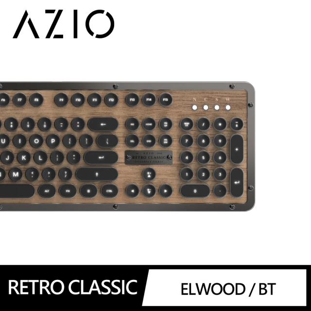 【AZIO】RETRO ELWOOD BT 藍芽核桃木打字機鍵盤PC/MAC(鍵盤)