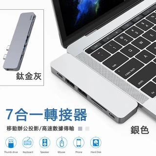 七合一多功能充電集線器 New MacBook Pro hub Type-C轉USB轉接器(新款專用 雙介面)