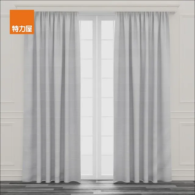 【特力屋】橫條編紋雙層遮光窗簾 寬290x高210cm 米色款