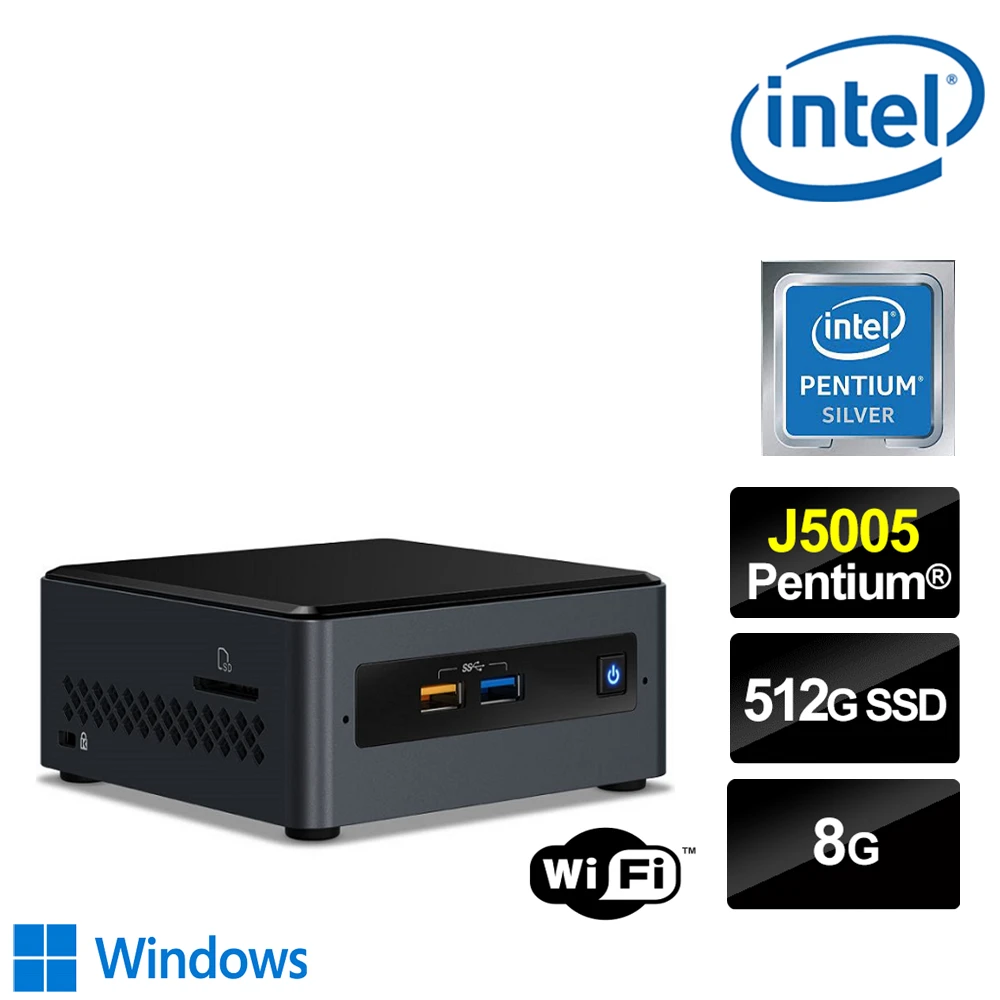 預購 【Intel 英特爾】NUC平台奔騰四核{天弓烈槍ProW} Win10迷你電腦(J50058G512G SSD)