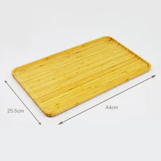 【YU Living 信歐傢居】竹製長方形托盤 木盤 餐盤(長44cm/原木色)