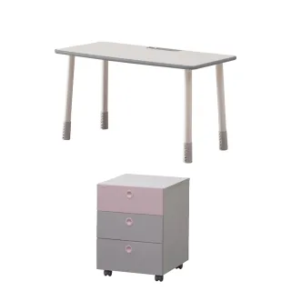 【iloom 怡倫家居】LINKI PLUS 1200型 基本型書桌+3層書桌抽屜櫃(粉)