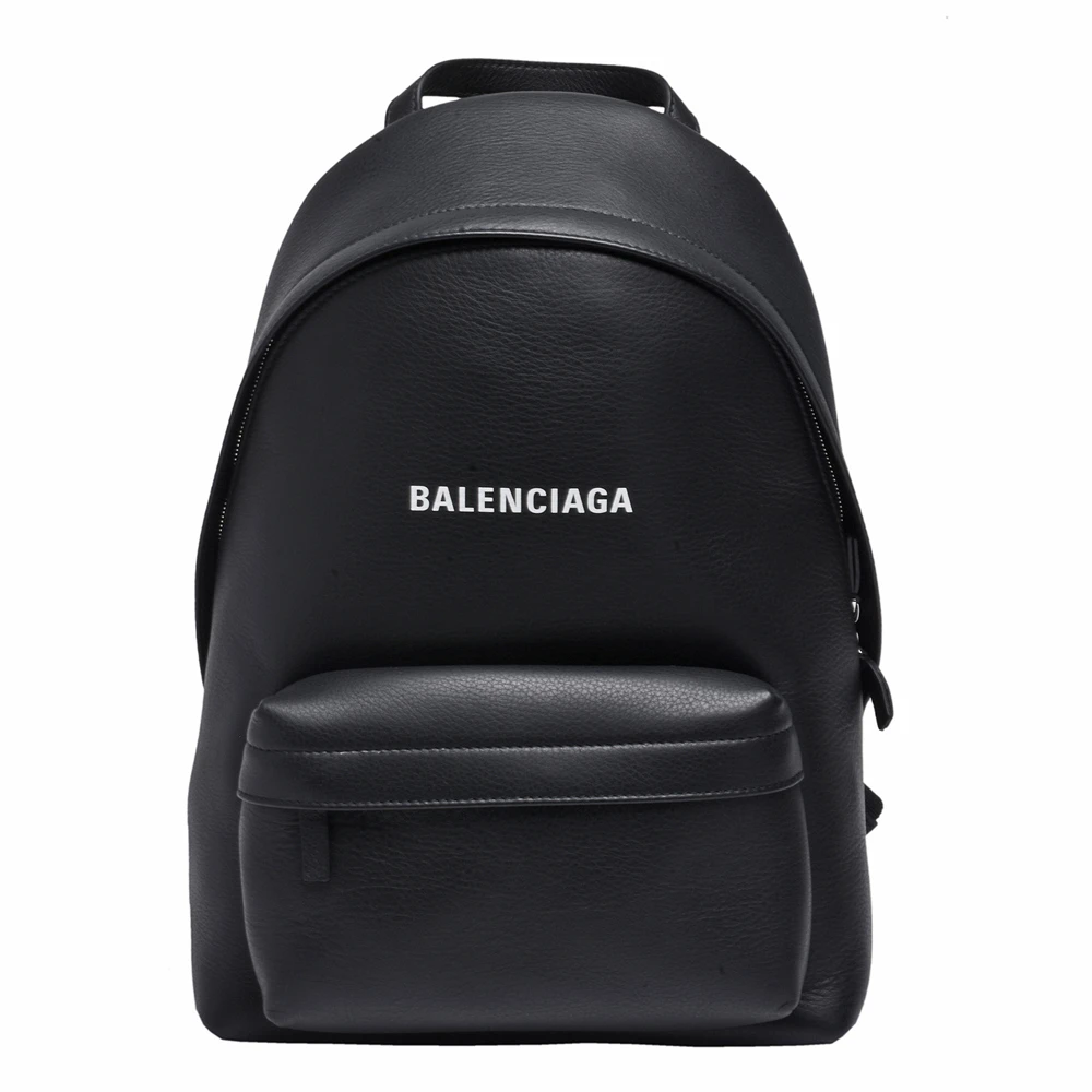 【Balenciaga 巴黎世家】經典Everyday系列品牌字母LOGO小牛皮拉鍊手提後背包(小-黑色552379-DLQ4N-1000)