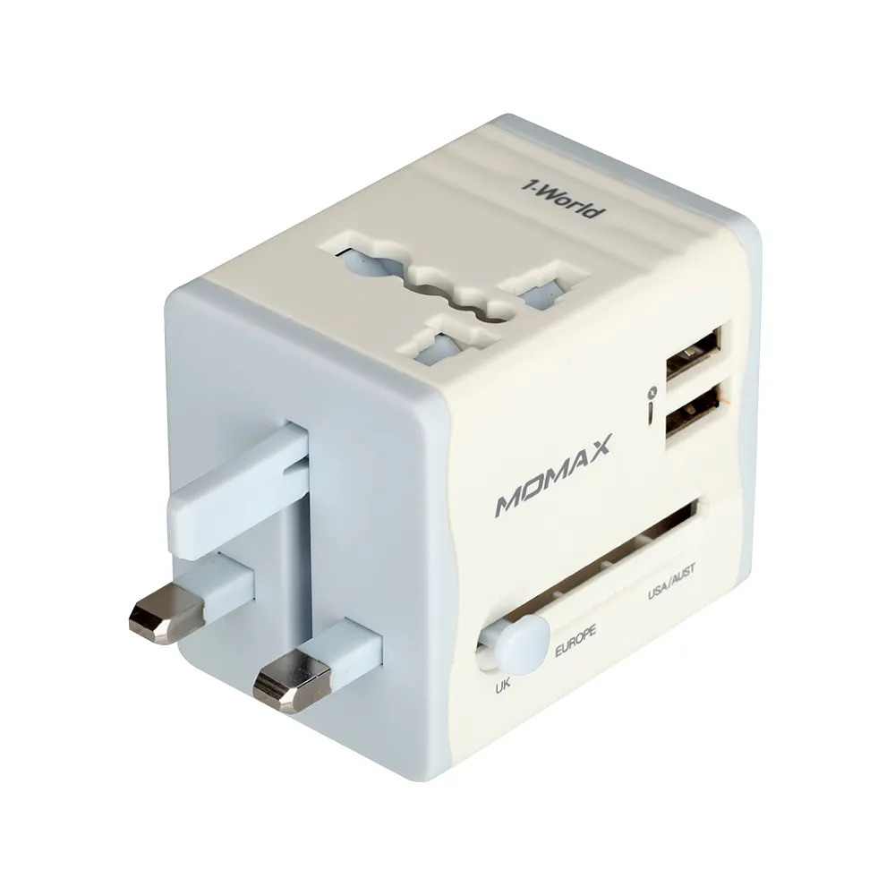【Momax】1-World 2.1A 2USB 旅行充電插座-UA4(USB萬用充電器/全球旅行萬用轉接頭/雙USB旅行擴充座)