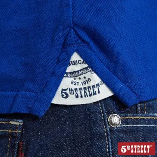 【5th STREET】男配色立領短袖POLO衫-土耳其藍