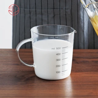高透耐熱可微波玻璃量杯附刻度-500ml(烘焙 烹飪 料理 醬料壺 牛奶 加熱)